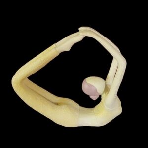 Wooden Girl Yoga Gymnastic Gymnast Statue Fugure Brown Hair Cream